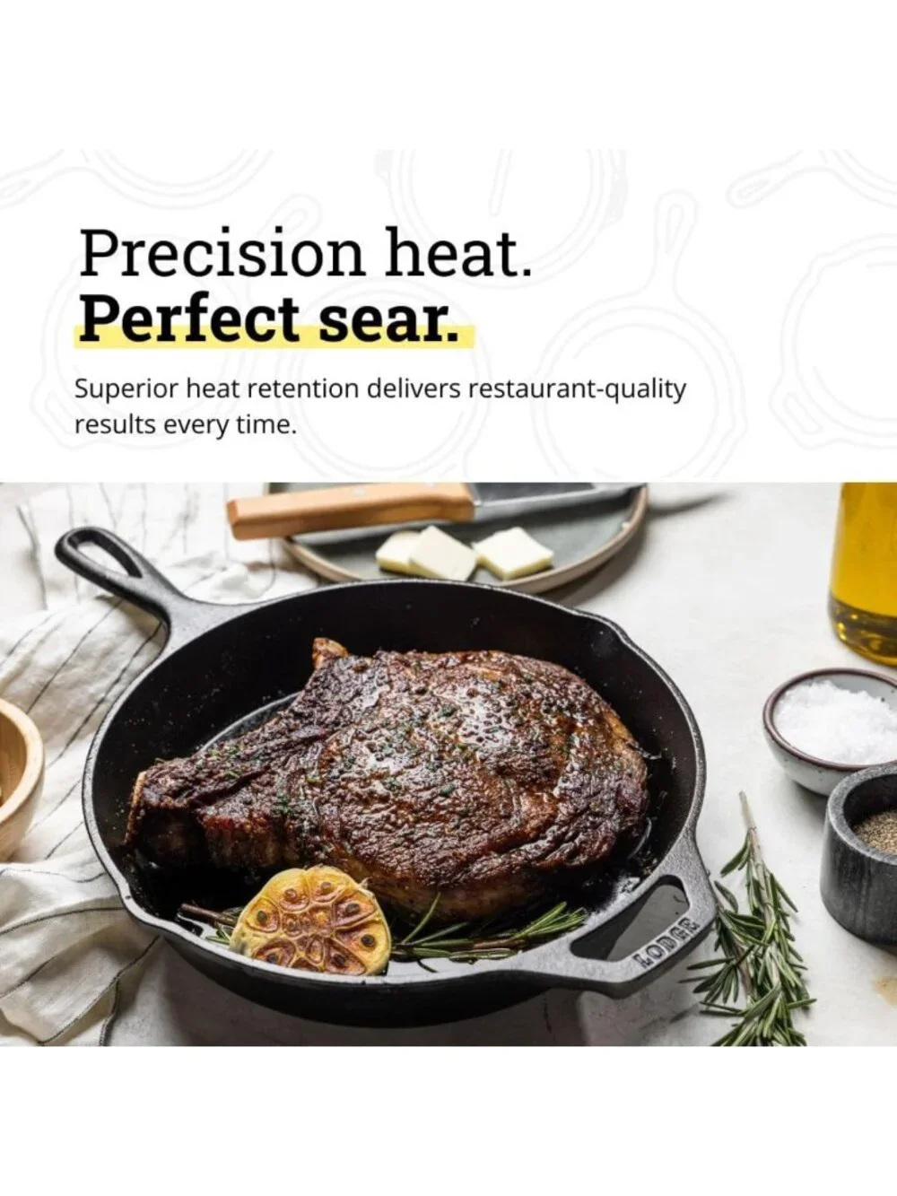 Pre-Seasoned Cast Iron Skillet Set - 8